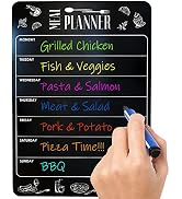 Dry Erase Magnetic Menu for Refrigerator A4 (8.5x12 inch) - Weekly Meal Planner for Fridge - Blac...