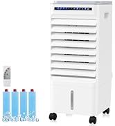 ARLIME 3 in 1 Evaporative Air Cooler, Windowless Swamp Cooler with 4 Modes, 3 Speeds, 7H Timer, W...