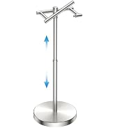 Toilet Paper Holder Stand Adjustable, Freestanding Tissue Roll Holder for Bathroom, Pivoting Desi...