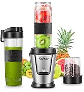 Personal Blender with 2 x 20oz Travel Bottle and Coffee/Spices Jar, Portable Smoothie Blender and...