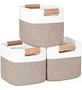 danpinera 11 Inch Storage Baskets, Woven Baskets for Organizing, 3 Pack Storage Cubes, Storage Ba...