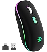 KARFUN Wireless Mouse, 2.4G Rechargeable Wireless Mouse, Backlit LED Portable Slim Computer Mouse...