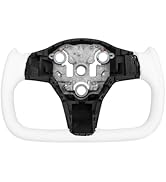 Tlyard Yoke Steering Wheel Personalized for Tesla 3 Y, Nappa Leather with Carbon Fiber for Tesla ...