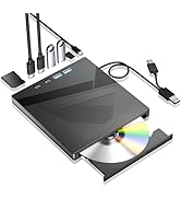 Taopjwr External CD/DVD Drive for Laptop, 7-in-1 USB 3.0 Type-C DVD Player Portable Disk Drive Ca...