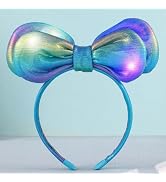 Latious Light Up Bow Headbands LED Mouse Ears Hairband Glow Bowkot Headpiece Princess Costume Par...