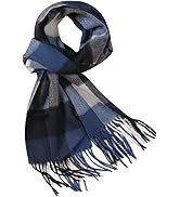 Temminc Pure Wool Scarves For men women, Pashmina Tartan Scarf,Cold Weather Scarf, Vertical Strip...