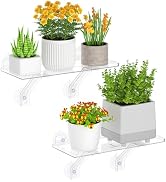Lifewit 6" Extra Wide &amp; Strong Window Plant Floating Shelves 2 Pack, Heavy Duty Acrylic Suction C...
