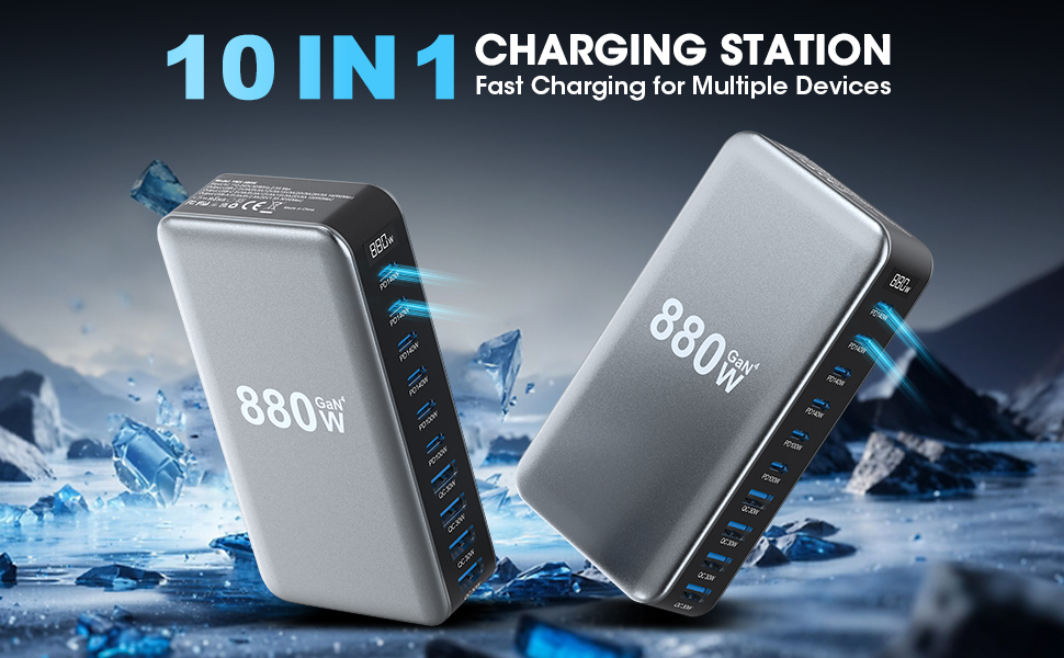 880W charger station,usb c charging hub,10-in-1 charging station