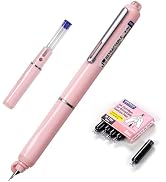 WRITECH Fountain Pen Black Ink: Retractable Fine Nib Pens Set Includes 5 Ink Cartridges Smooth Wr...