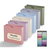 NORDUN Plastic 1 Inch File Jackets Letter Size, Expanding File Folde for Documents,Upgrade Color,...