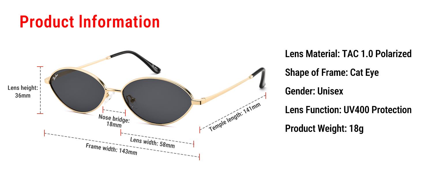 Pro Acme Retro Oval Cat Eye Sunglasses for Women