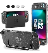 PAWDIARY [Improve PC Hardshell Easy to Dock] Glitter Switch 2 Case Dockable, for Switch 2 2025 Pr...