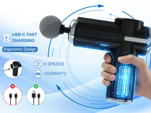 Handheld Massage Gun with 5 Massages Heads