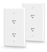 VCE UL Listed Ethernet Wall Plate 2-Port, CAT6 Wall Plate and Jack, RJ45 Keystone Inline Coupler ...