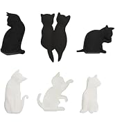 Juroicessry 6Pcs Black and White Heat-resistant Silicone Tea Bag Clips Set of 6 Cartoon Cat-shape...