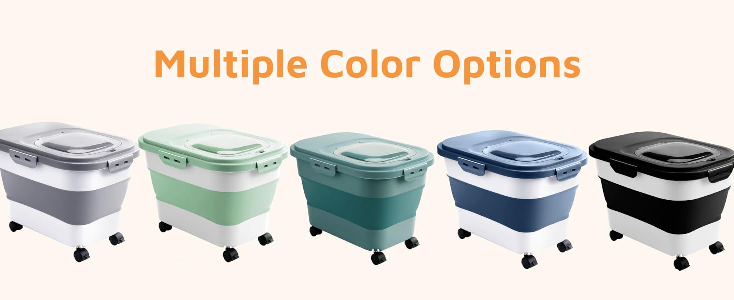 Collapsible Food Storage Containers with Rolling Wheel Airtight Locking Lid