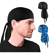 MELASA Do Rag Skull Cap Helmet Liner, Cooling Mesh Bandana Cap, Sweat Dew Rags Head Cover for Men...