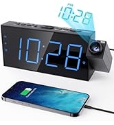 OnLyee Projection Alarm Clock for Bedroom,LED Digital on Ceiling Wall with USB Phone Charging,Bat...