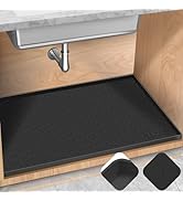 TRZZ Silicone Waterproof Under Sink Mat 34" x 22", Drip Tray and Cabinet Liner for Kitchen and Ba...