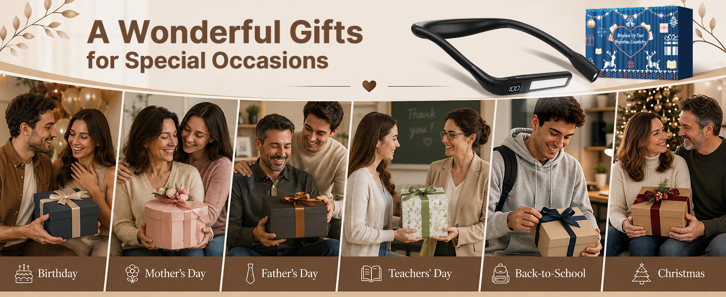 Reading Light Gifts Fathers Day Upgraded Neck Light with Power Display &amp;amp;amp;amp; Timer