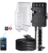 SURAIELEC Zigbee Outdoor Power Stake Timer Waterproof, 6 Outlet Power Strip Weatherproof, Smart P...