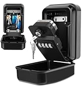TEUEN Key Lock Box for Outside with Keys, Resettable 4-Digit Combination Lockbox for House Keys S...