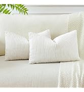 OTOSTAR Boho Decorative Throw Pillow Covers 16 x 24 Inch Soft Corduroy Solid Striped Pillow Cover...