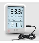 Digital Freezer Thermometer Fridge Temperature with Alarm, Backlight, Magnet, Power On/Off, Max/M...