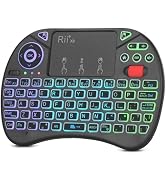 Rii X8 Mini Keyboard,Upgrade 2.4GHz Wireless and Bluetooth Keyboard with Touchpad,RGB Backlit,Rec...
