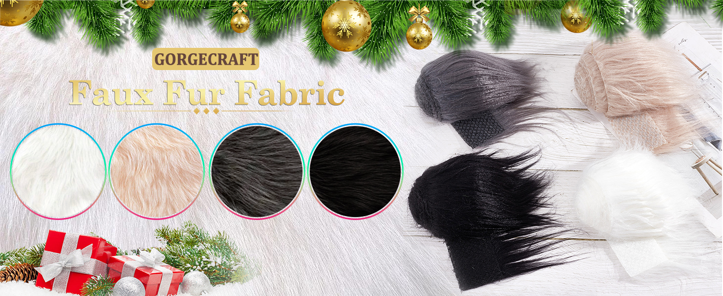 Faux Fox Fur Fabric Christmas Shaggy Synthetic Plush Patch