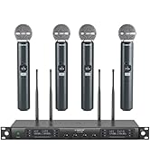 Phenyx Pro Wireless Microphone System, Quad Channel Wireless Mic, w/ 4x40 UHF Frequencies, Auto S...