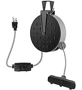 HONDERSON 30 Ft Retractable Extension Cord Reel, 16/3 SJTW Power Cord with 3 Electrical Outlets, ...