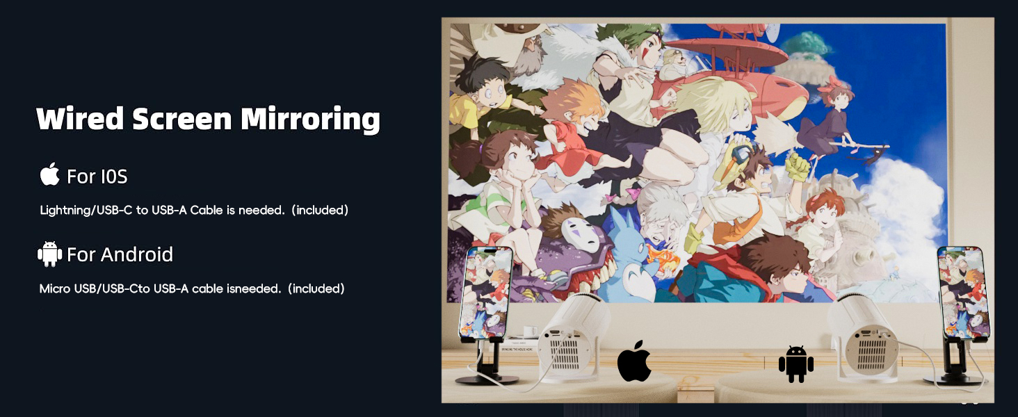 xbj mini projector with wifi and bluetooth 300 ansi built-in apps for bedrooms camping