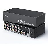 LUKFOCAB 3 RCA Splitter Box 1 in 4 Out, 4 Way AV Composite Video Audio Distribution Duplicator, C...