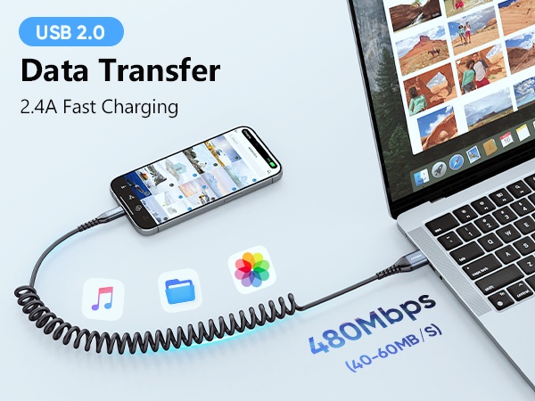 coiled lightning cable