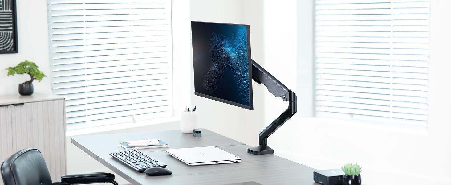 Pneumatic Arm Single Ultrawide Monitor Desk Mount