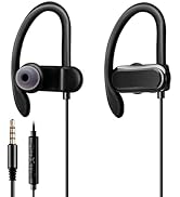 C G CHANGEEK [Upgraded] Wired Earbuds Headphones with Secure Ear Hooks &amp; Microphone for Sports Ru...