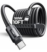 LISEN USB C Cable Charger Type C (10FT,100W) Soft Silicone USBC to USBC for Switch 2 iPhone 16 Pr...