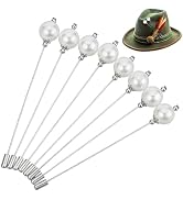 BENECREAT 8Pcs Set 4.92inch Pearl Hat Pins, Platinum Color for Hat Scarf Tie Decoration Vintage S...