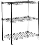 VANZBON 3-Tier Wire Shelf Rack,24" Dx14 Wx 30" H,Wire Metal Shelving with Lockable Wheels,Height ...