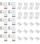 JACKYLED 30 Pcs 3-Pin LED Connectors, 10mm L Shape LED Strip Connectors Unwired Solderless Gaples...