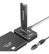 AOKO SATA NVMe SSD to USB Reader Adapter- Dual-Bay 2 in 1 Hard Drive Reader 10Gbps SSD Enclousure...