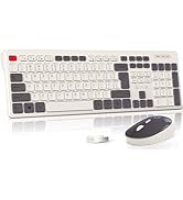 AULA Wireless Keyboard and Mouse, 2.4G Silent Full-Size 108 Keys Retro Computer Keyboard and Mous...