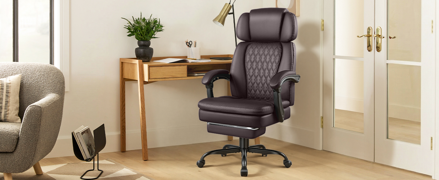 Executive Big and Tall Office Chair with Foot Rest Computer Office Chair with Adjustable Headrest