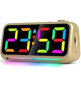 SZELAM Loud Alarm Clock for Bedroom with Dynamic RGB Night Light,Colorful Numbers Display,USB Cha...
