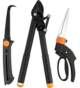Garden Shears Tool Set 3 Pcs - Heavy Duty Lopper, Hedge Shears &amp; Pruning Saw for Tree Branches, H...