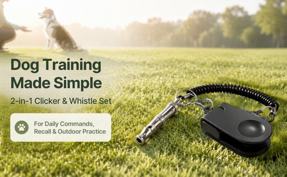 Dog Training Clicker &amp;amp; Whistle Set Main Pic 1