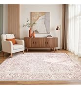 Rugxara 4x6 Washable Area Rug for Living Room &amp; Bedroom, Light Pink Rugs for Women, Non Slip, Dur...