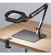 ONLYWIN Magnifying Desk Lamp, 10X Square Magnifying Glass with Light and Stand, Dimmable LED Magn...