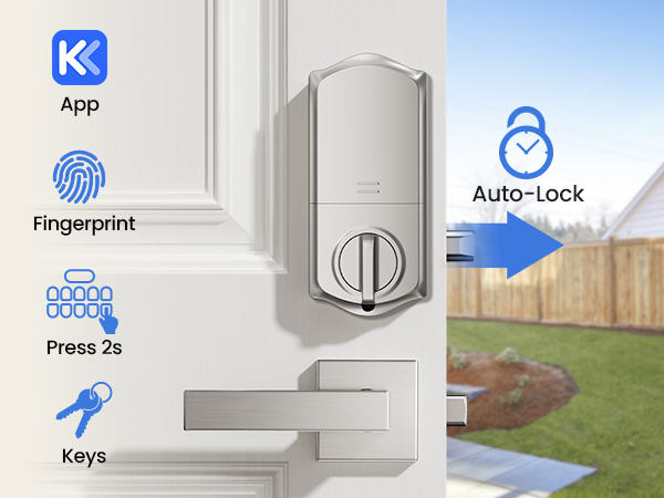 5 ways to lock: via app, fingerprint, one-touch lock, backup key, or auto-lock